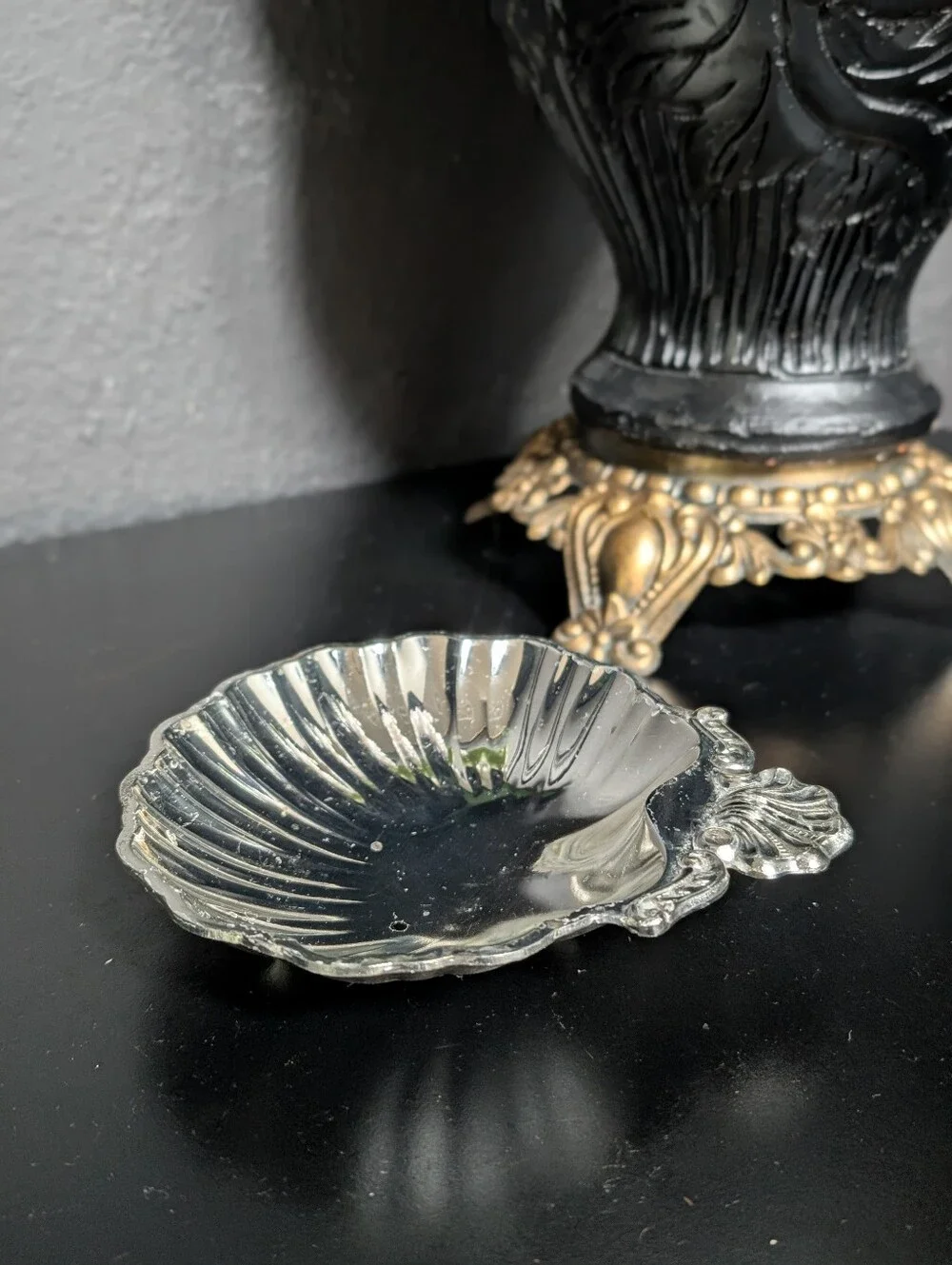 Vintage Silver Plated Clam Shell Footed Server, Trinket Bowl, Made In Japan, 6